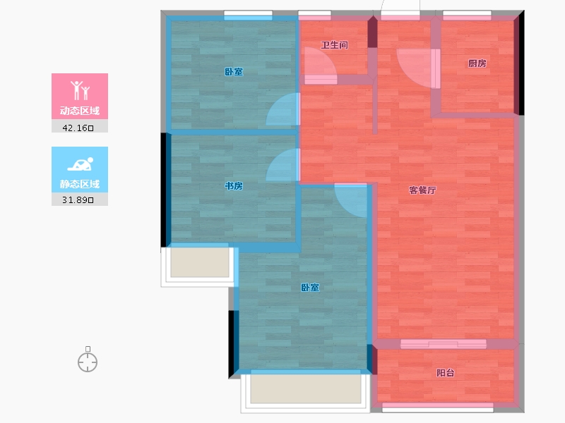 河南省-郑州市-浩创•梧桐茗筑-65.99-户型库-动静分区