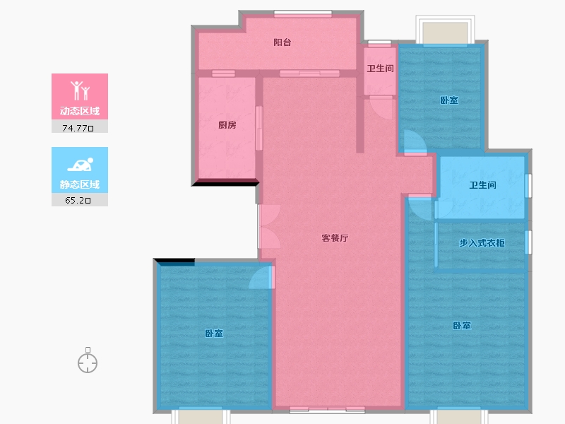 湖北省-黄冈市-伟鹏御府-127.22-户型库-动静分区