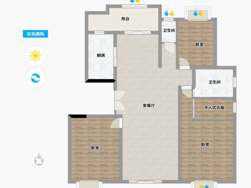 湖北省-黄冈市-伟鹏御府-127.22-户型库-采光通风