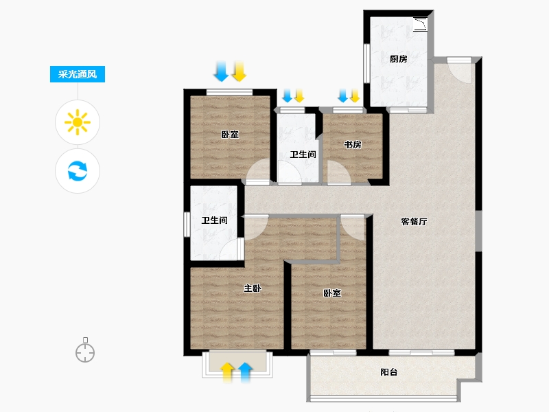 江苏省-宿迁市-新城玺樾府-114.01-户型库-采光通风