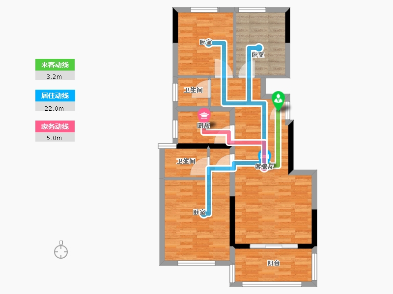 河南省-郑州市-浩创•梧桐茗筑-75.00-户型库-动静线