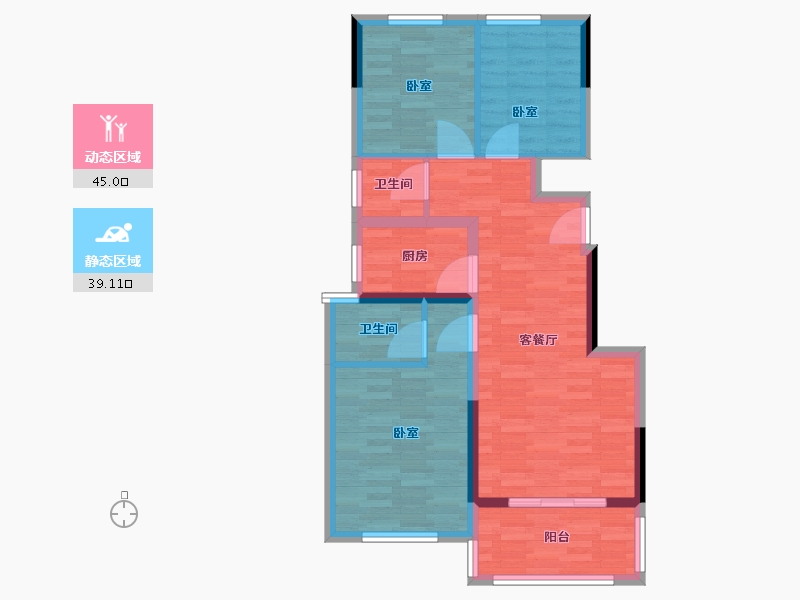 河南省-郑州市-浩创•梧桐茗筑-75.00-户型库-动静分区