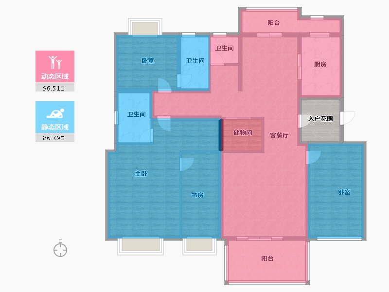 湖北省-黄冈市-伟鹏御府-170.41-户型库-动静分区