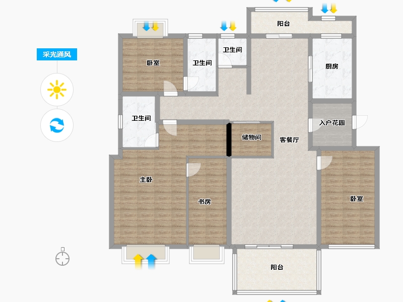 湖北省-黄冈市-伟鹏御府-170.41-户型库-采光通风