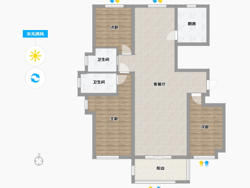 山东省-临沂市-万图·水岸经典-113.81-户型库-采光通风