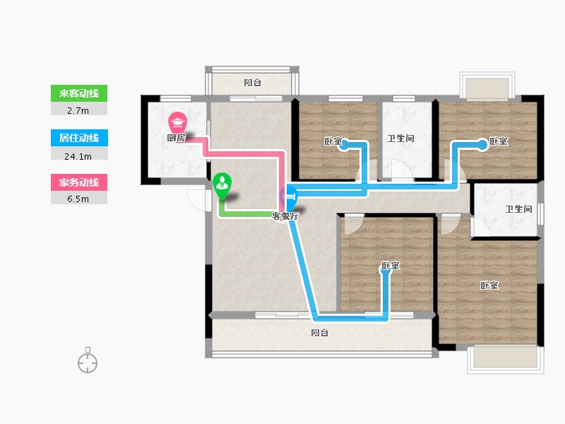 湖北省-黄冈市-大别山青年城-107.37-户型库-动静线