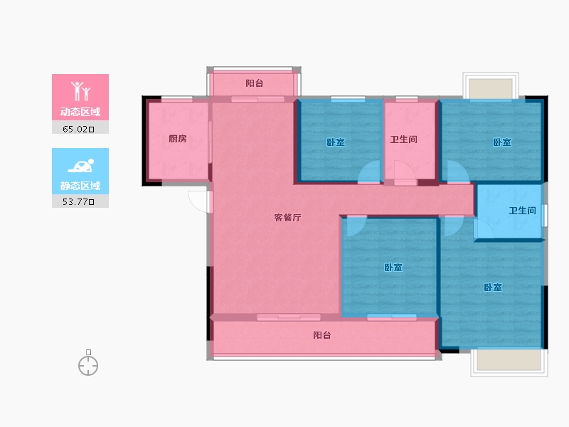 湖北省-黄冈市-大别山青年城-107.37-户型库-动静分区