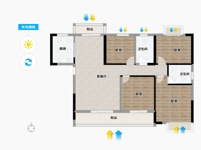 湖北省-黄冈市-大别山青年城-107.37-户型库-采光通风