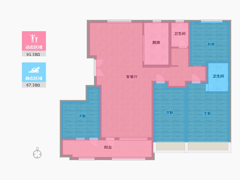 山东省-潍坊市-恒信浞河公馆-142.52-户型库-动静分区