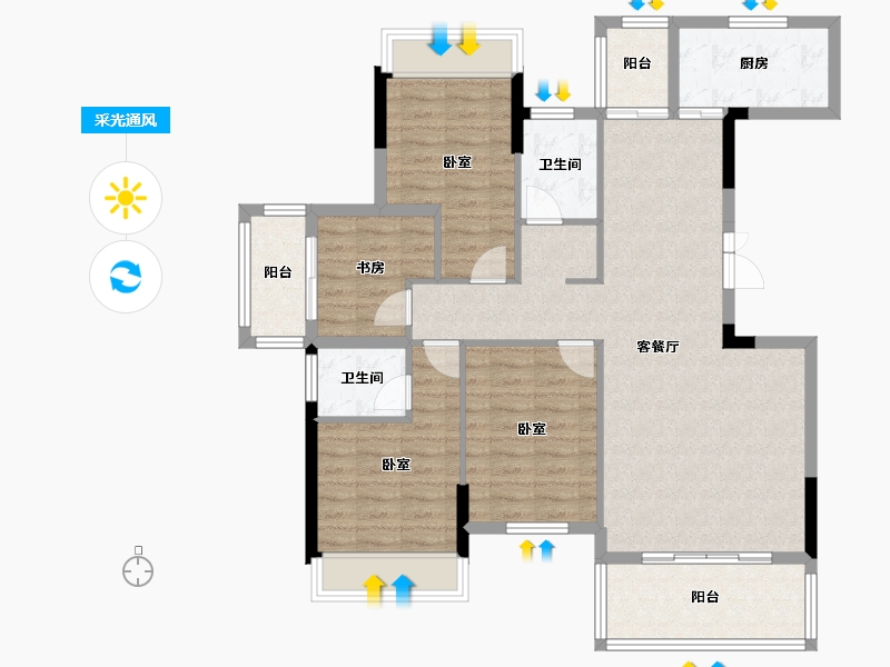 湖北省-咸宁市-公园里·学府-105.66-户型库-采光通风