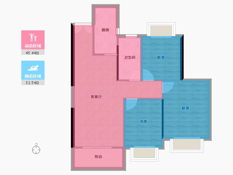 湖南省-株洲市-亿都时光-69.81-户型库-动静分区