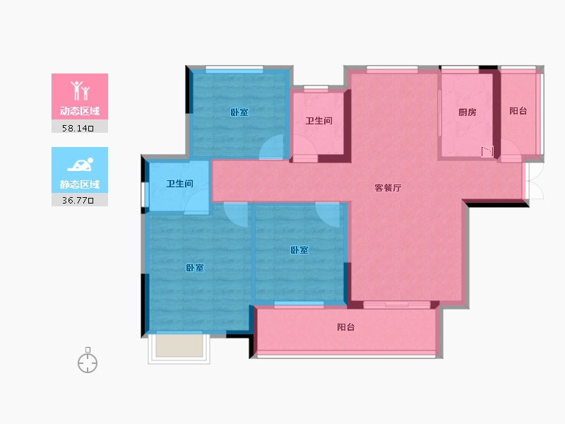 湖北省-襄阳市-襄投锦程-84.29-户型库-动静分区