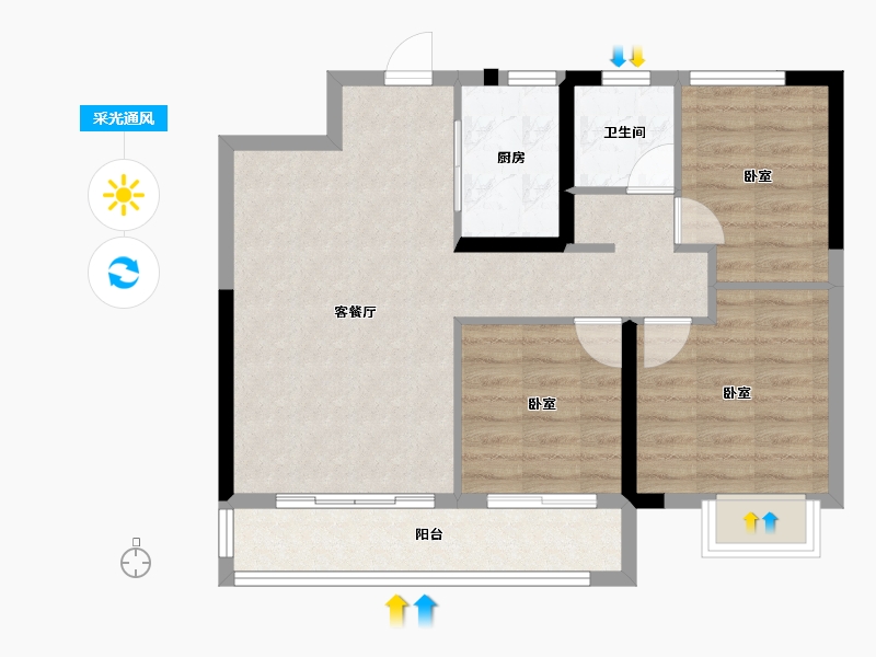 江西省-上饶市-信江·林溪府-71.00-户型库-采光通风