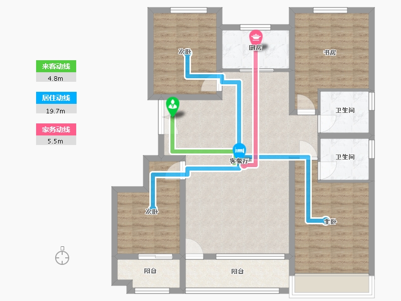 山东省-潍坊市-恒信浞河公馆-107.63-户型库-动静线