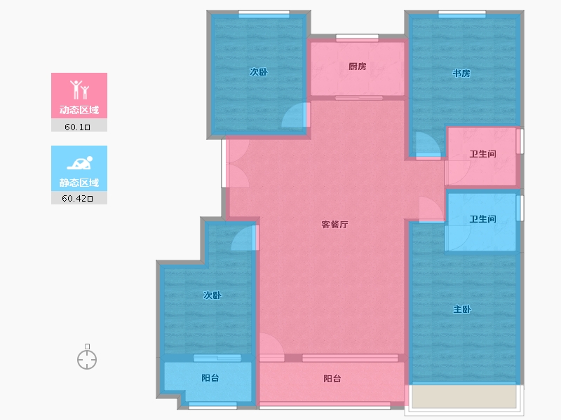 山东省-潍坊市-恒信浞河公馆-107.63-户型库-动静分区