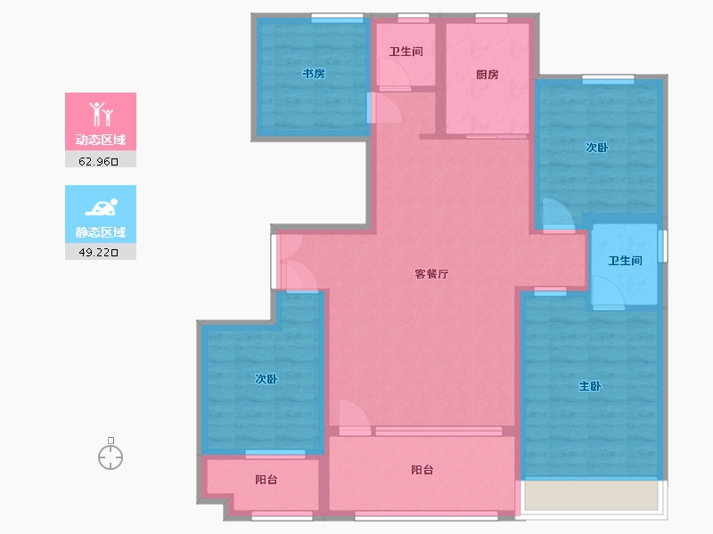 山东省-潍坊市-恒信浞河公馆-99.36-户型库-动静分区