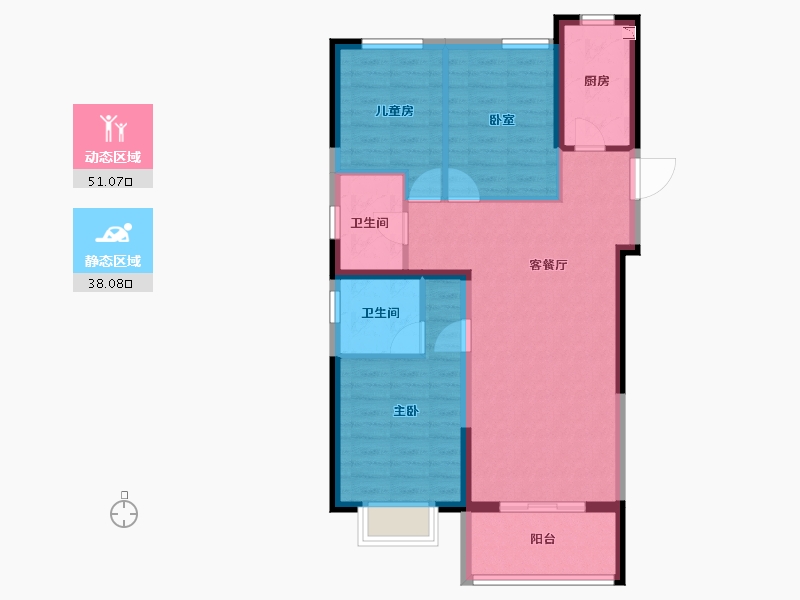 湖北省-黄冈市-黄州澳海府-79.82-户型库-动静分区