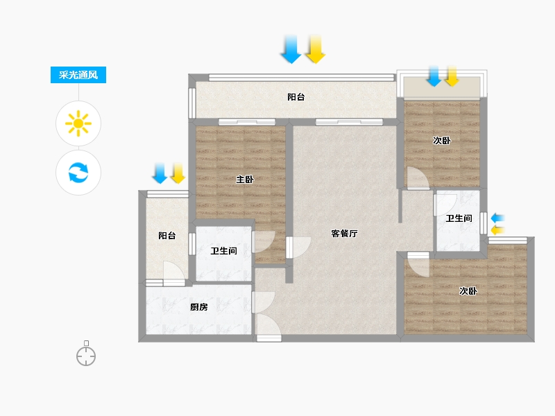 四川省-乐山市-幸福名门-100.02-户型库-采光通风