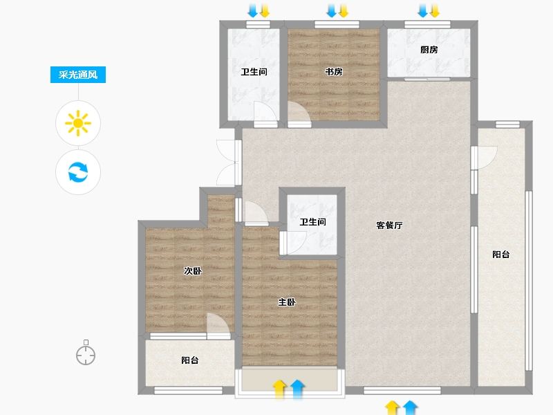 山东省-潍坊市-恒信浞河公馆-114.14-户型库-采光通风