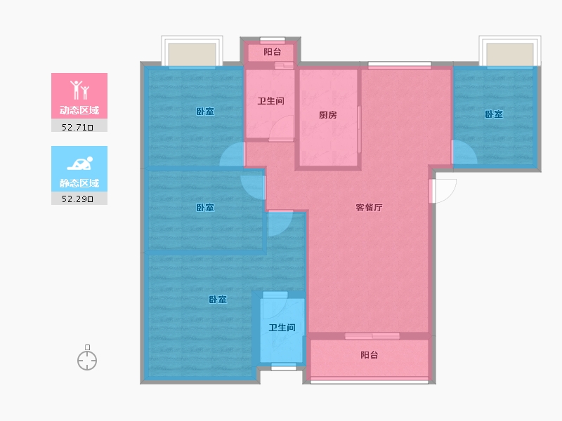 湖北省-黄冈市-康馨小区-94.77-户型库-动静分区