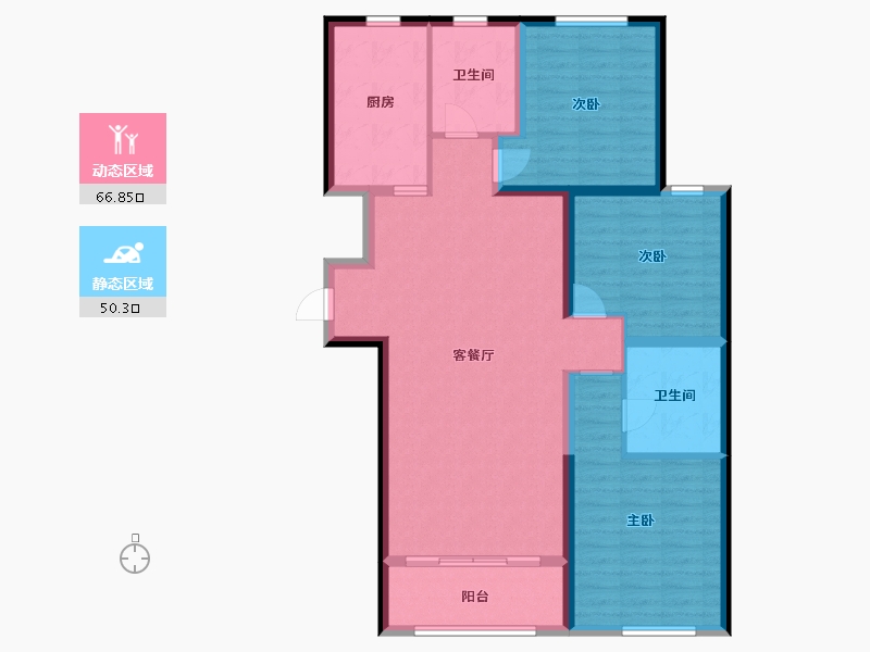 山东省-潍坊市-中冶潍坊公馆-105.60-户型库-动静分区