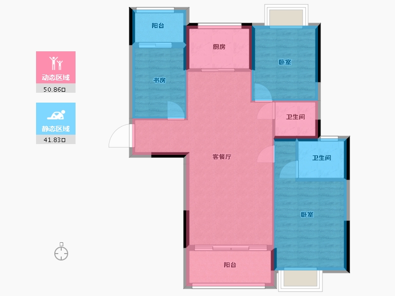 湖北省-武汉市-御湖园-83.87-户型库-动静分区