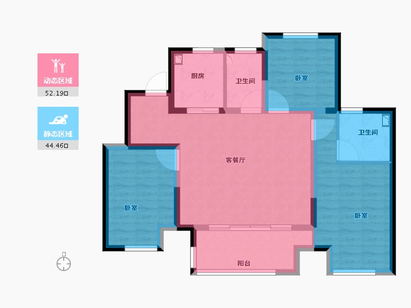 湖北省-襄阳市-弘阳襄御澜庭二期云庭-86.00-户型库-动静分区