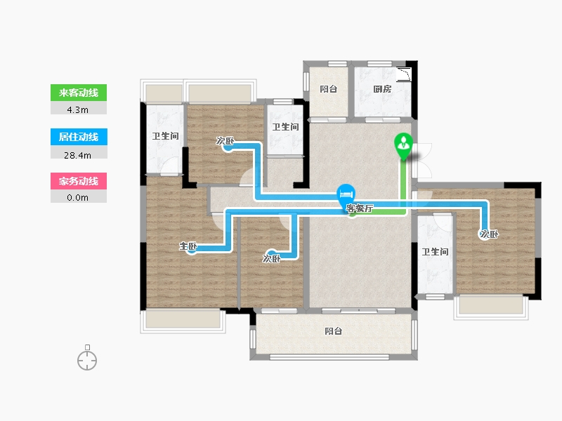 湖南省-株洲市-长房湘江府-134.98-户型库-动静线