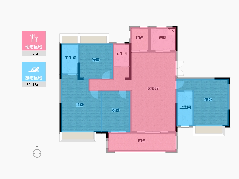 湖南省-株洲市-长房湘江府-134.98-户型库-动静分区