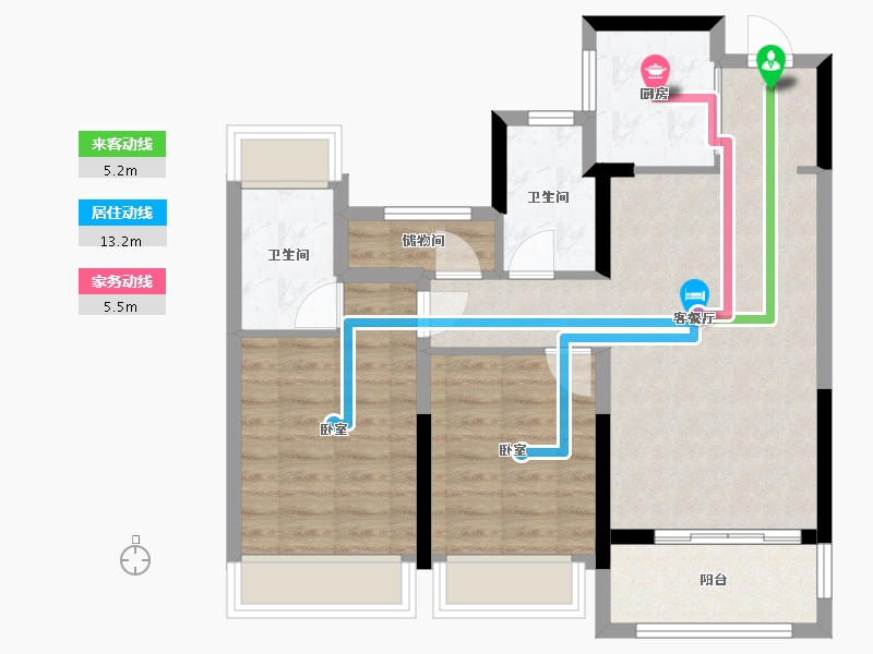 浙江省-杭州市-辉逸云筑-72.77-户型库-动静线