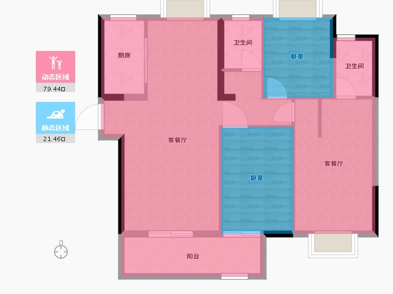 湖北省-武汉市-御湖园-91.38-户型库-动静分区