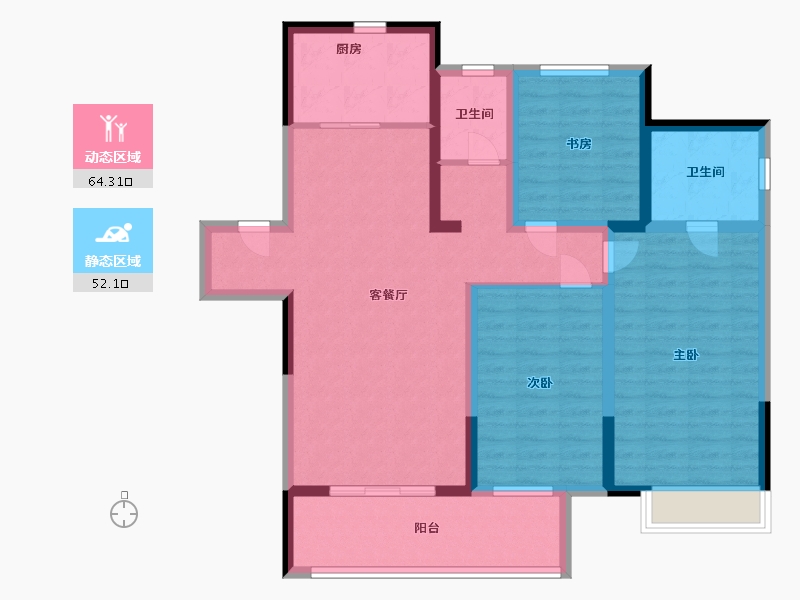 河南省-郑州市-郑西建业联盟新城-104.00-户型库-动静分区