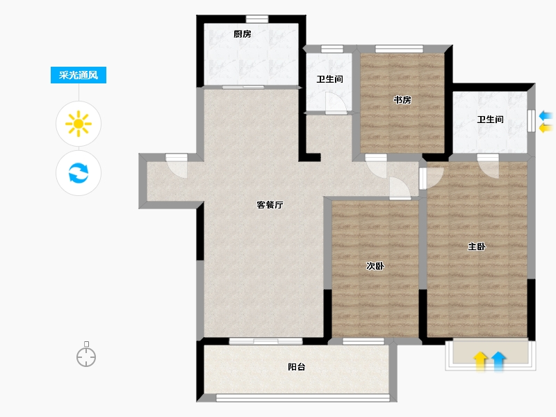 河南省-郑州市-郑西建业联盟新城-104.00-户型库-采光通风