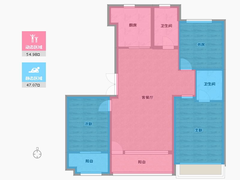 山东省-潍坊市-恒信浞河公馆-91.58-户型库-动静分区