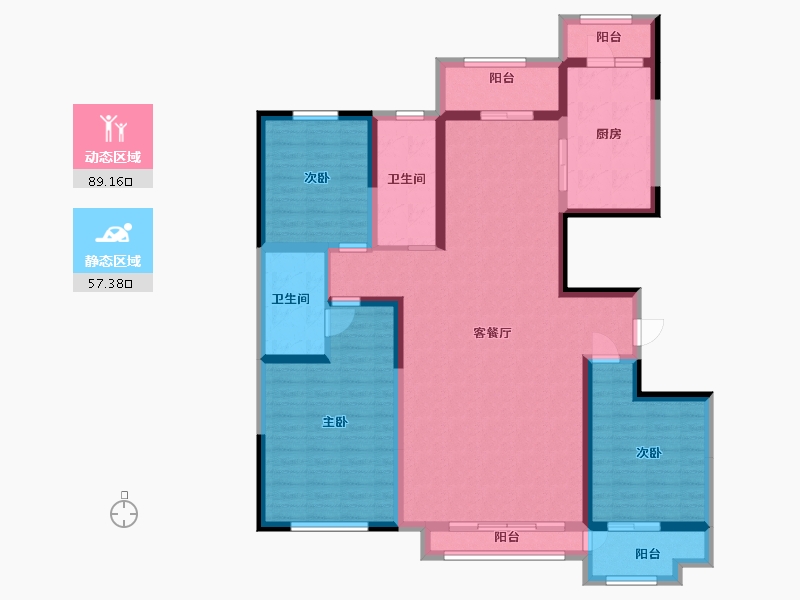 山东省-潍坊市-中冶潍坊公馆-131.20-户型库-动静分区