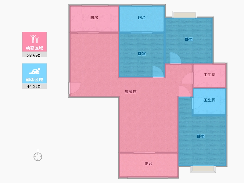 河南省-信阳市-天福山河观邸-96.85-户型库-动静分区