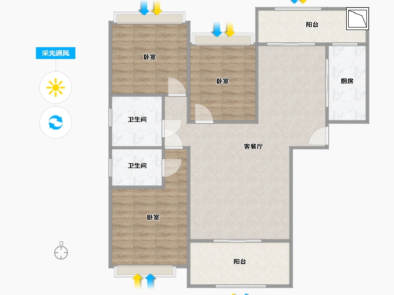 河南省-信阳市-天福山河观邸-94.65-户型库-采光通风