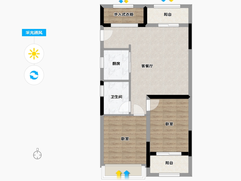 浙江省-杭州市-天都城滨沁公寓-65.55-户型库-采光通风