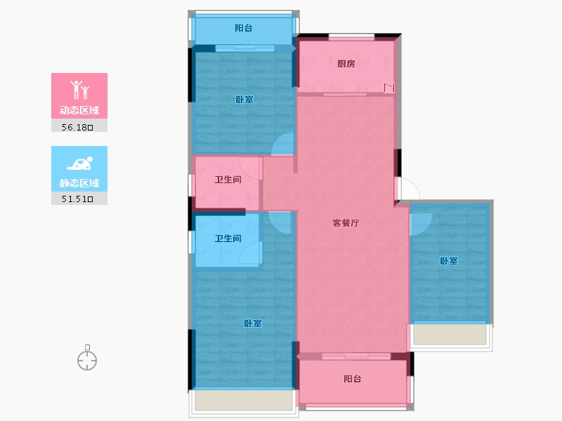 湖北省-襄阳市-奥园龙庭华府-97.25-户型库-动静分区