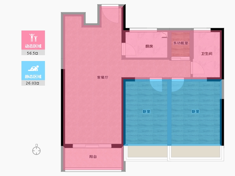 湖北省-襄阳市-奥园龙庭华府-72.96-户型库-动静分区