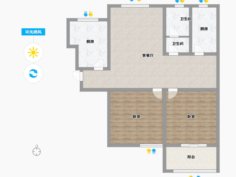 山东省-济宁市-龙翔御书坊-103.00-户型库-采光通风