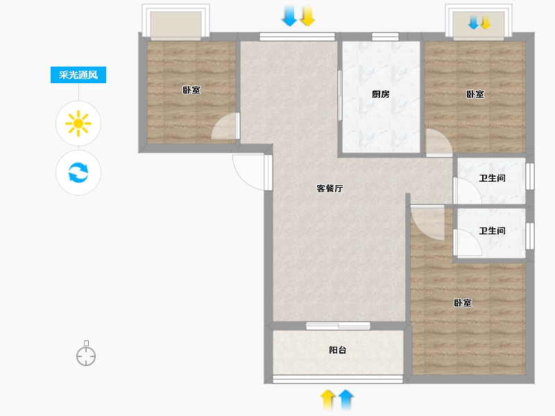 湖北省-黄冈市-康馨小区-81.69-户型库-采光通风