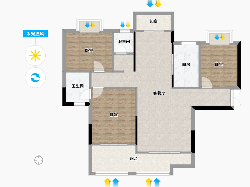 湖南省-株洲市-学府港湾二期-98.05-户型库-采光通风