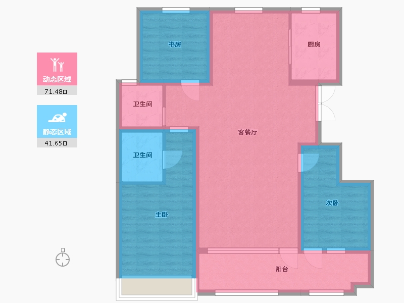 山东省-潍坊市-恒信浞河公馆-101.26-户型库-动静分区