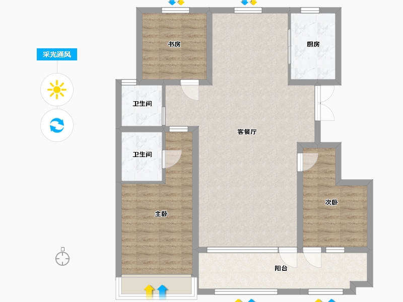 山东省-潍坊市-恒信浞河公馆-101.26-户型库-采光通风