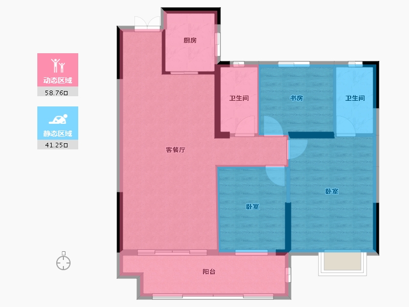 湖北省-黄冈市-中港水岸新城-92.41-户型库-动静分区