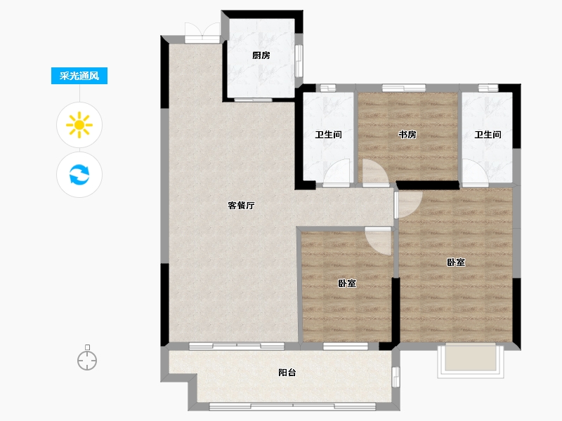 湖北省-黄冈市-中港水岸新城-92.41-户型库-采光通风