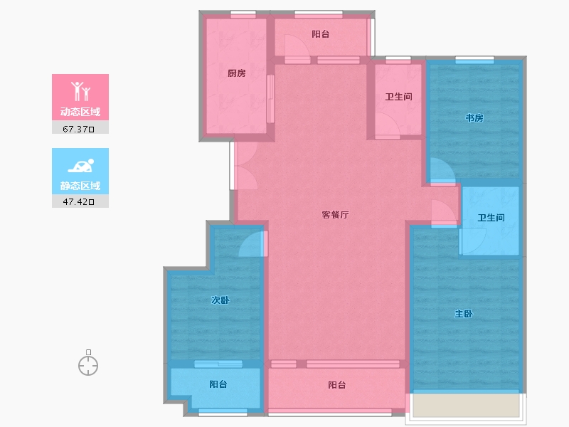 山东省-潍坊市-恒信浞河公馆-101.83-户型库-动静分区