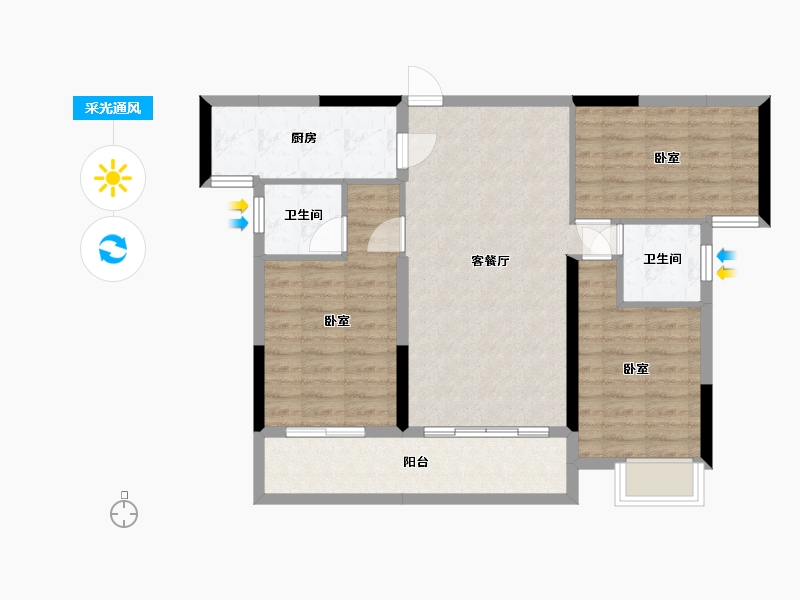 湖北省-武汉市-御湖园-82.95-户型库-采光通风