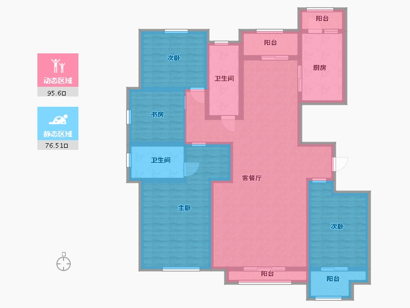 山东省-潍坊市-中冶潍坊公馆-153.60-户型库-动静分区